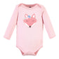 Hudson Baby Unisex Bodysuits Cotton Long-Sleeve Girl Fox, 6-9 Months, Girl Fox 3-Pack, 6-9 Months Us