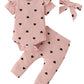 Fullfamous Infant Baby Girl Clothes Outfits,Spring Summer Romper And Pant Set 9-12 Months Pink Heart
