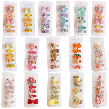 FZBNSRKO Velvet Ribbon Hair Clip,25pcs Baby Hair Clips Cartoon fruit Animal Pattern Colorful Flower Hairpins Fully Lined Alligat
