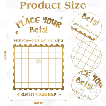 Gold White Baby Shower Decorations Neutral Predicting Birthdate Baby Shower Game Large Funny Due Date Baby Calendar Sign For Boy