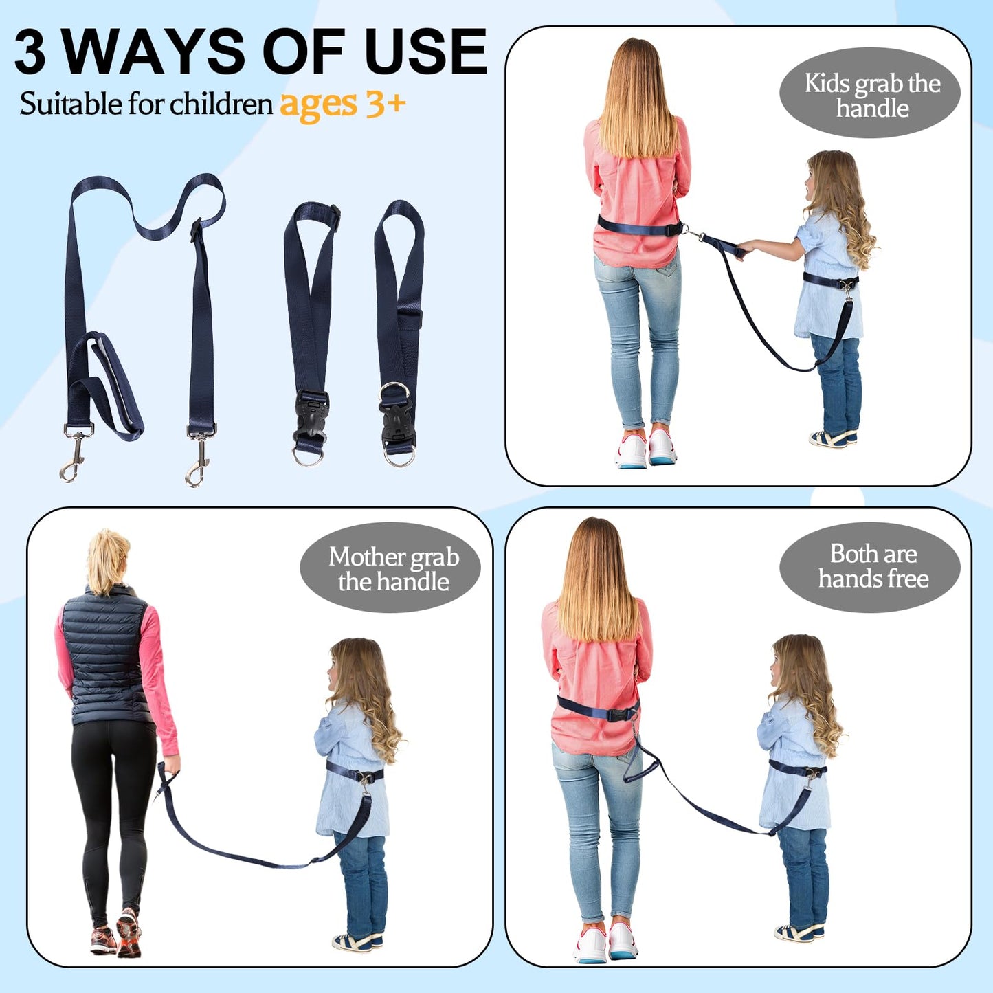 Secure Waist Leash Harness For Big Kids With Adjustable Tether And Handle, Hands Free Safety Walking Harness For Old Autism Spec