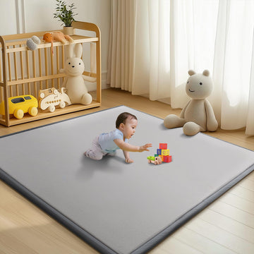 Baby Play Mat for Floor - 1.4  Thick Memory Foam Rug, 80 x80  Playpen Tummy Time Mat, Soft Velvet Nursery Rug, Large Padded Craw