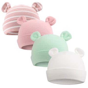 Pesaat Newborn Hospital Hat Preemie Boys Girls Beanie Solid Infant Baby Hats Autumn Winter (4Pack-F, Preemie)