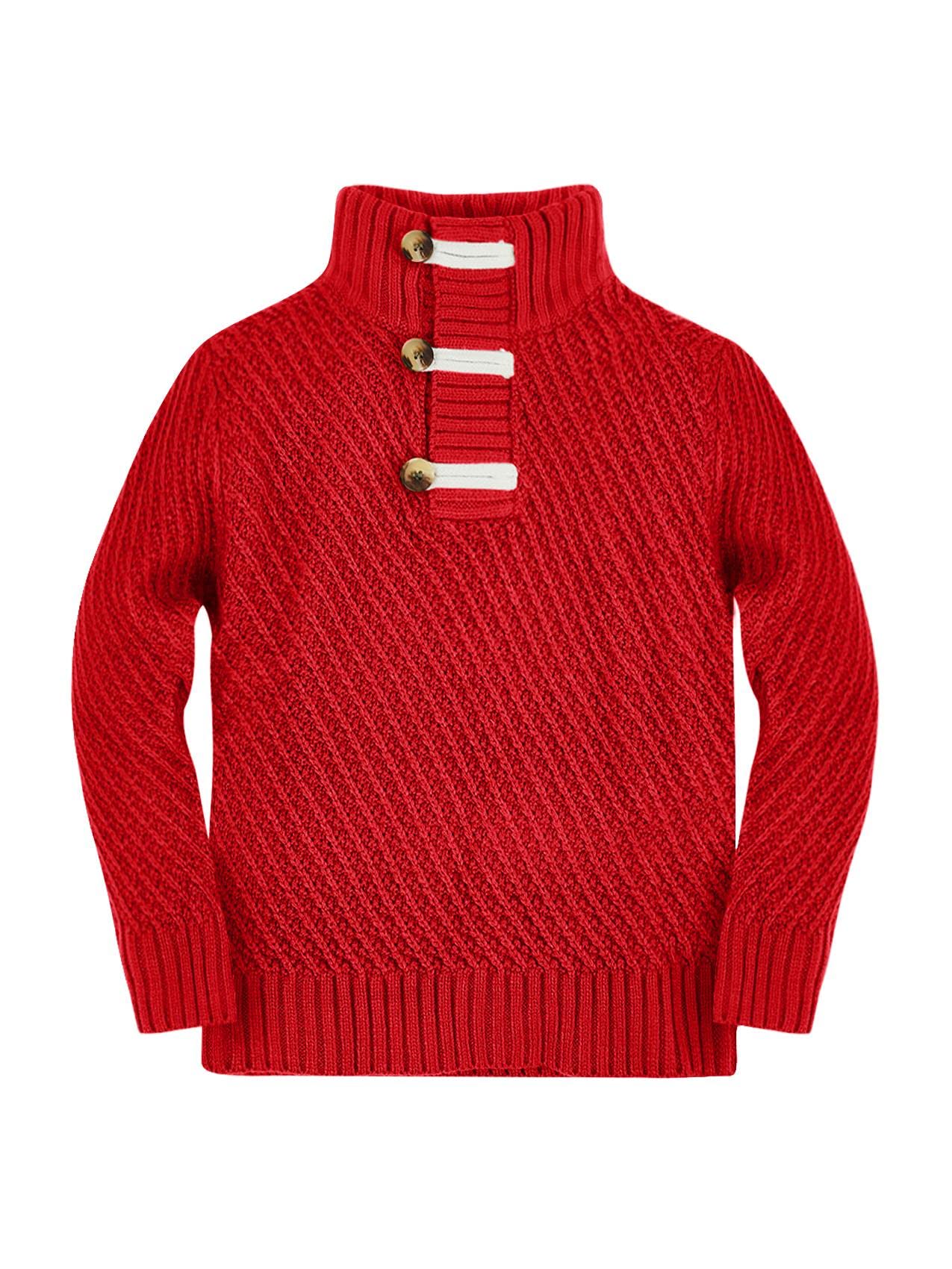 Makkrom Toddler Sweater Baby Boy Girl Turtleneck Cable Knit Sweaters Long Sleeve Christmas Outwear Spring Fall Winter Red