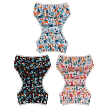 Babygoal Baby Swim Diapers 3 Pack For 0-8 Months Infant Girls And Boys, Reusable Adjustable Washable For Swimming Lessons-Boat,