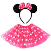 Cumwoen Polka Dots Tutu With Mouse Ears Headband Girls Halloween Costume Birthday Dress Up Accessories Hot Pink
