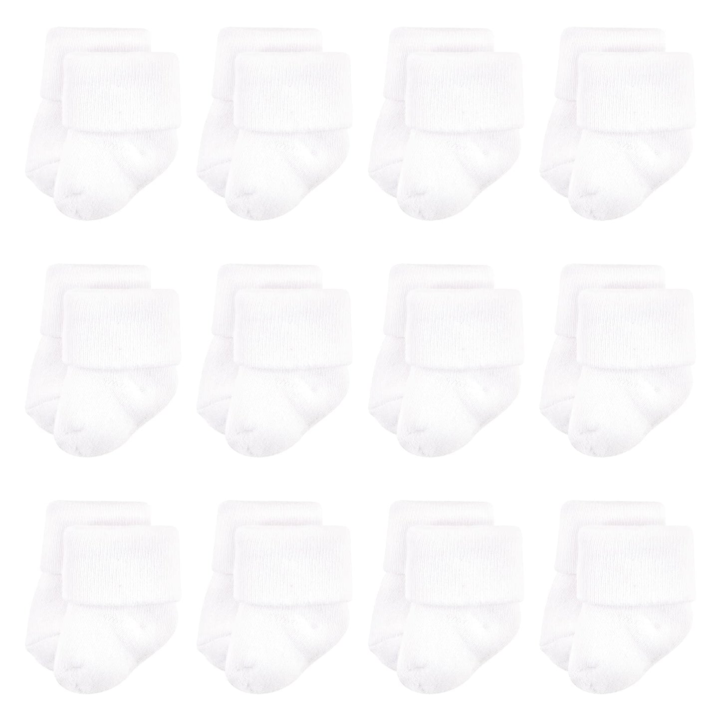 Luvable Friends Unisex Baby Newborn And Baby Terry Socks, White 12-Pack, 6-12 Months Us