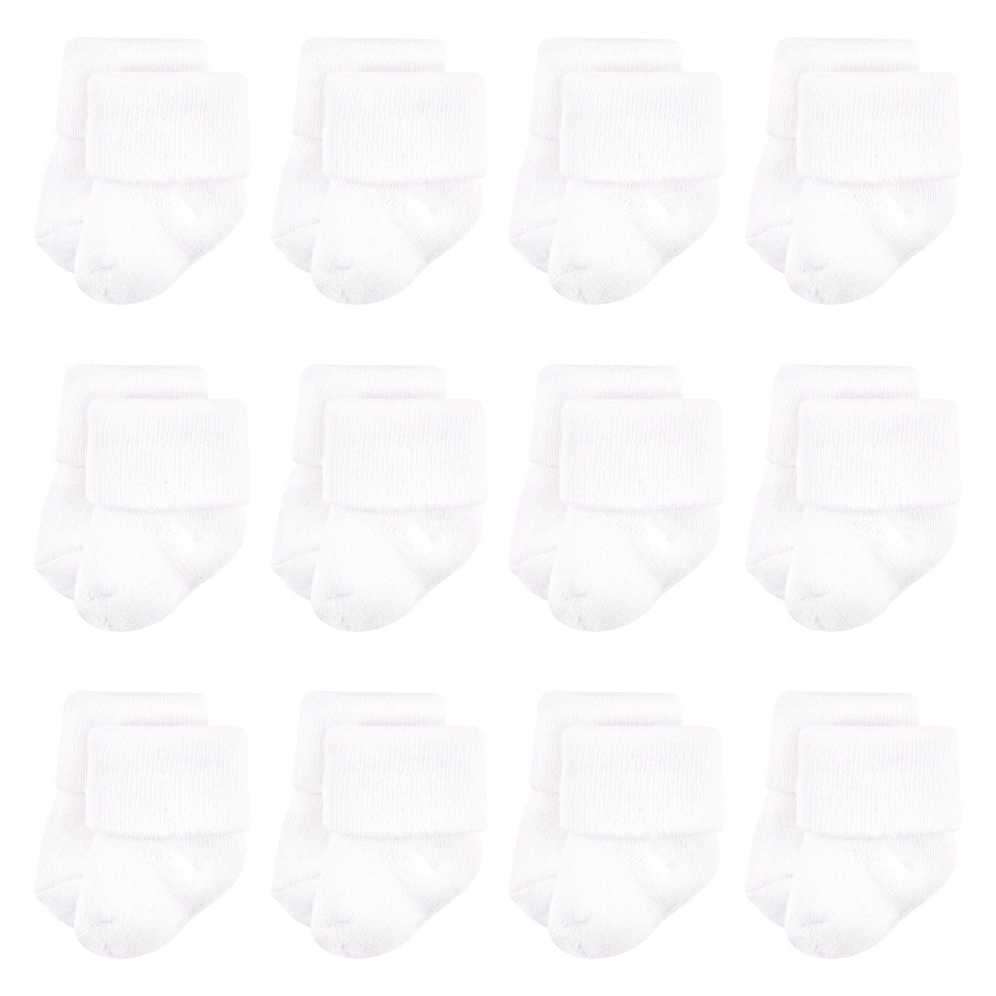 Luvable Friends Unisex Baby Newborn And Baby Terry Socks, White 12-Pack, 6-12 Months Us
