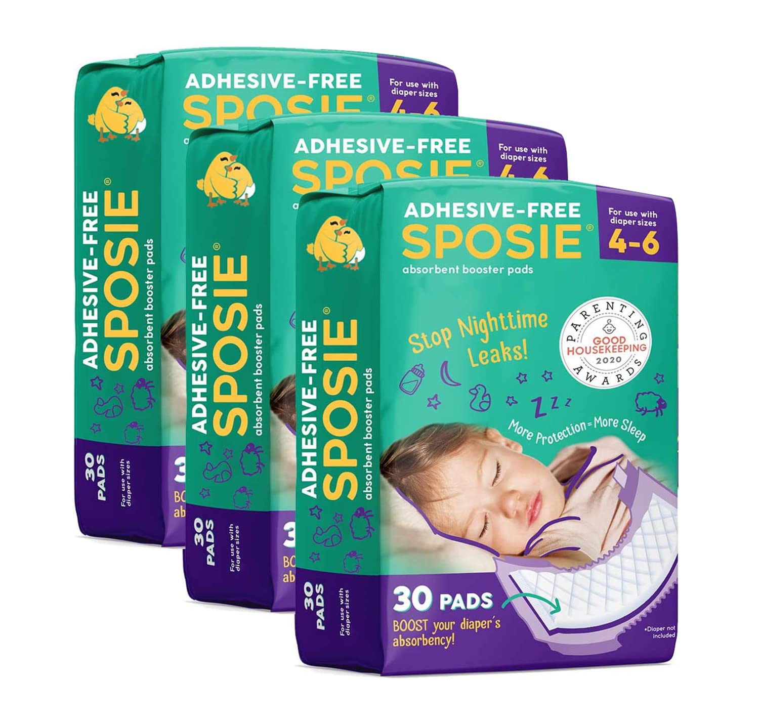 Sposie Diaper Booster Pads - Diaper Pads Inserts Overnight, Cloth Diaper Inserts and Overnight Diapers Size 4-6, Diaper Liners B