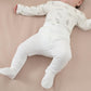 Owlivia 100% Organic Cotton Baby Boy Girl 2-Pack Footed Pants Wiggle Pants Jogging Pants(White & Grey Melange, Newborn)