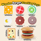 Kizh Wooden Burger Sorting Stacking Toy for Toddlers - Preschool Montessori Educational Fine Motor Toys for Kids Boys Girls