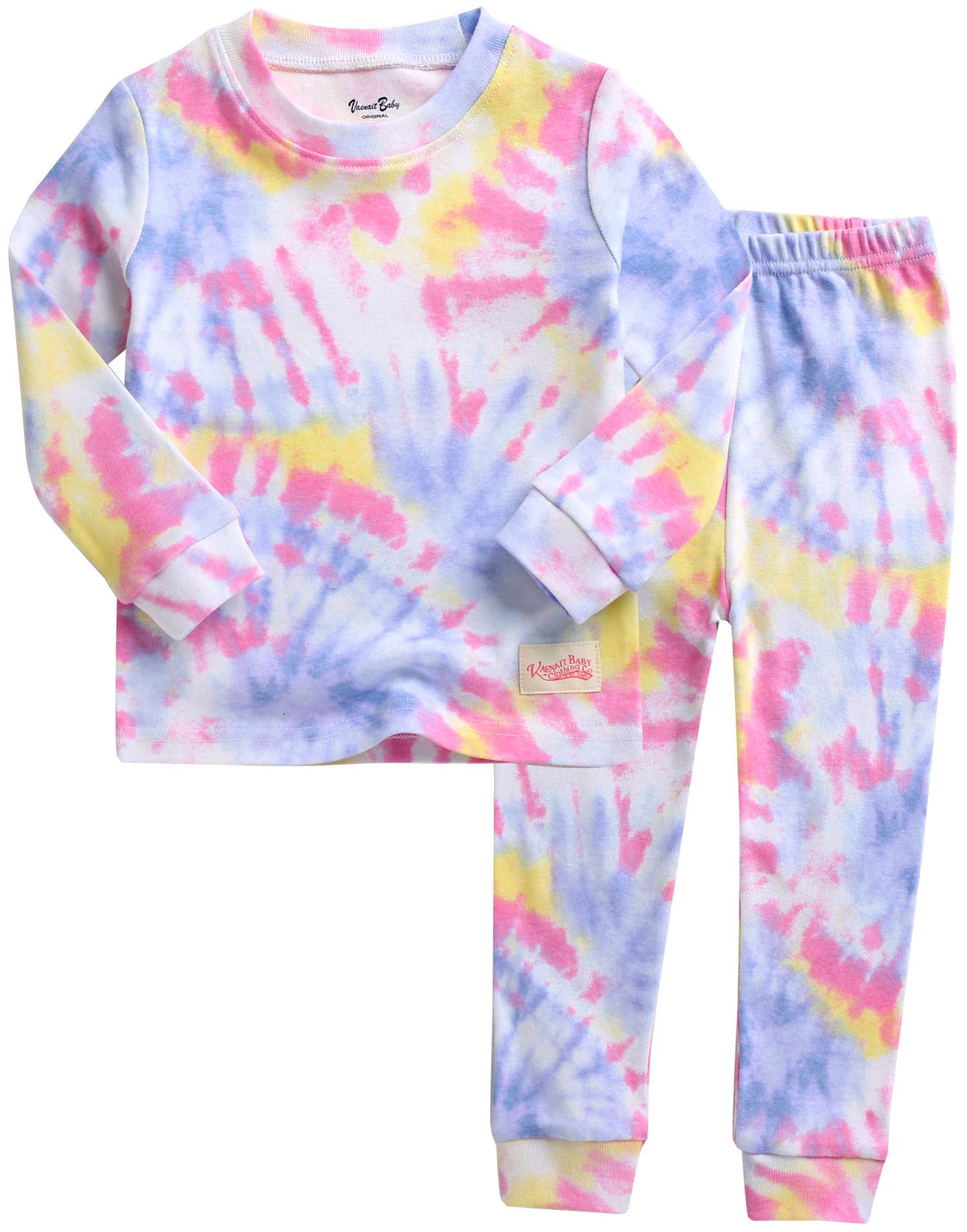 Vaenait Baby Kids Junior 100% Cotton Sleepwear Pajamas 2Pcs Set Tiedye-Bluepinky WBBAPB08MTB6DK2