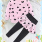 Bomdeals Adorable Cute Toddler Baby Girls Clothes Set,Long Sleeve T-Shirt +Pants Outfit(Pink,140,2143B)