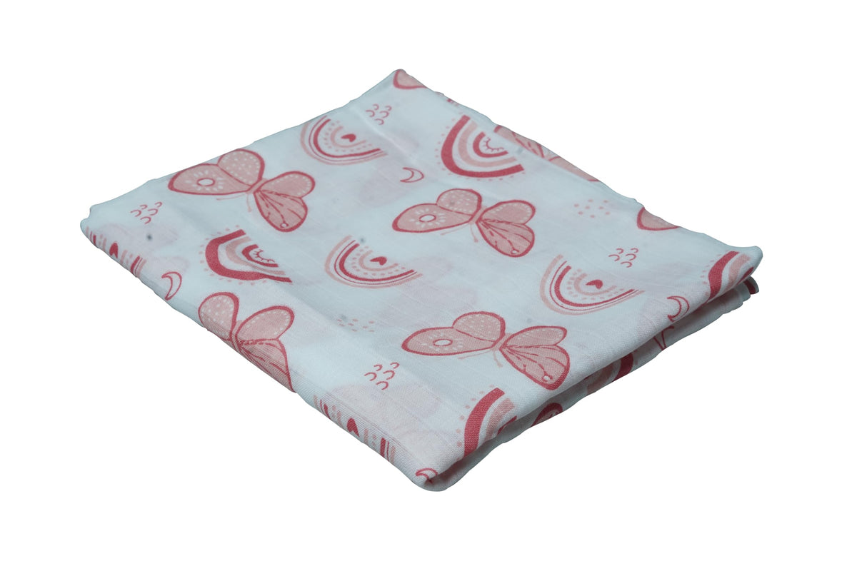 New Born Baby Cotton Butterfly Muslin Swaddle & Blanket  3 piece in a Pack