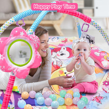 Battop Baby Gym Play Mat, 8-In-1 Tummy Time Activity Mat & Ball Pit With 6 Toys, Washable Sensory Playmat For Visual/Hearing/Mot