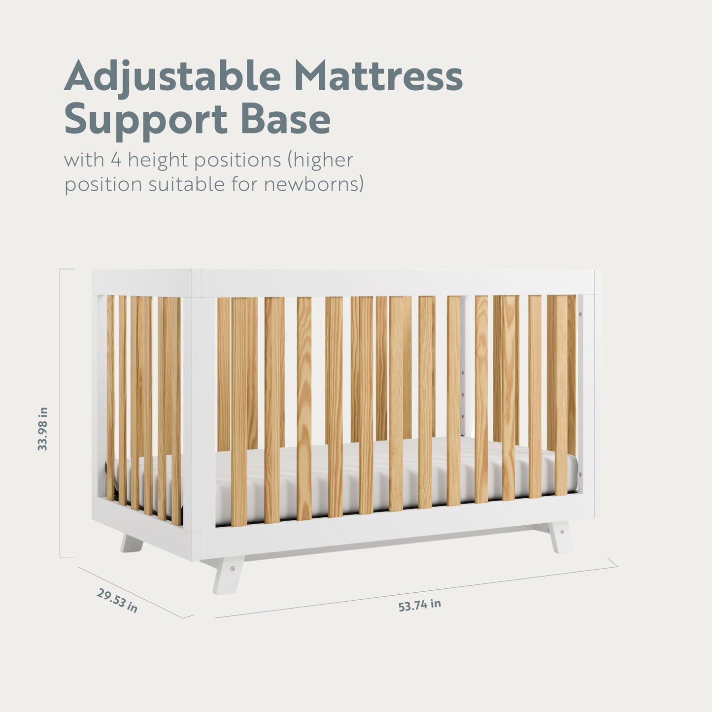 Storkcraft Beckett 3-In-1 Convertible Crib (White With Natural) - Greenguard Gold Certified, Converts From Crib To Toddler Bed,