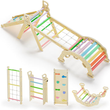 Bluewood 2024 8 In 1 Pikler Triangle Climbing Set Montessori Climbing Set Toddler Climbing Toys Indoor Baby Jungle Gym Pikler Cl