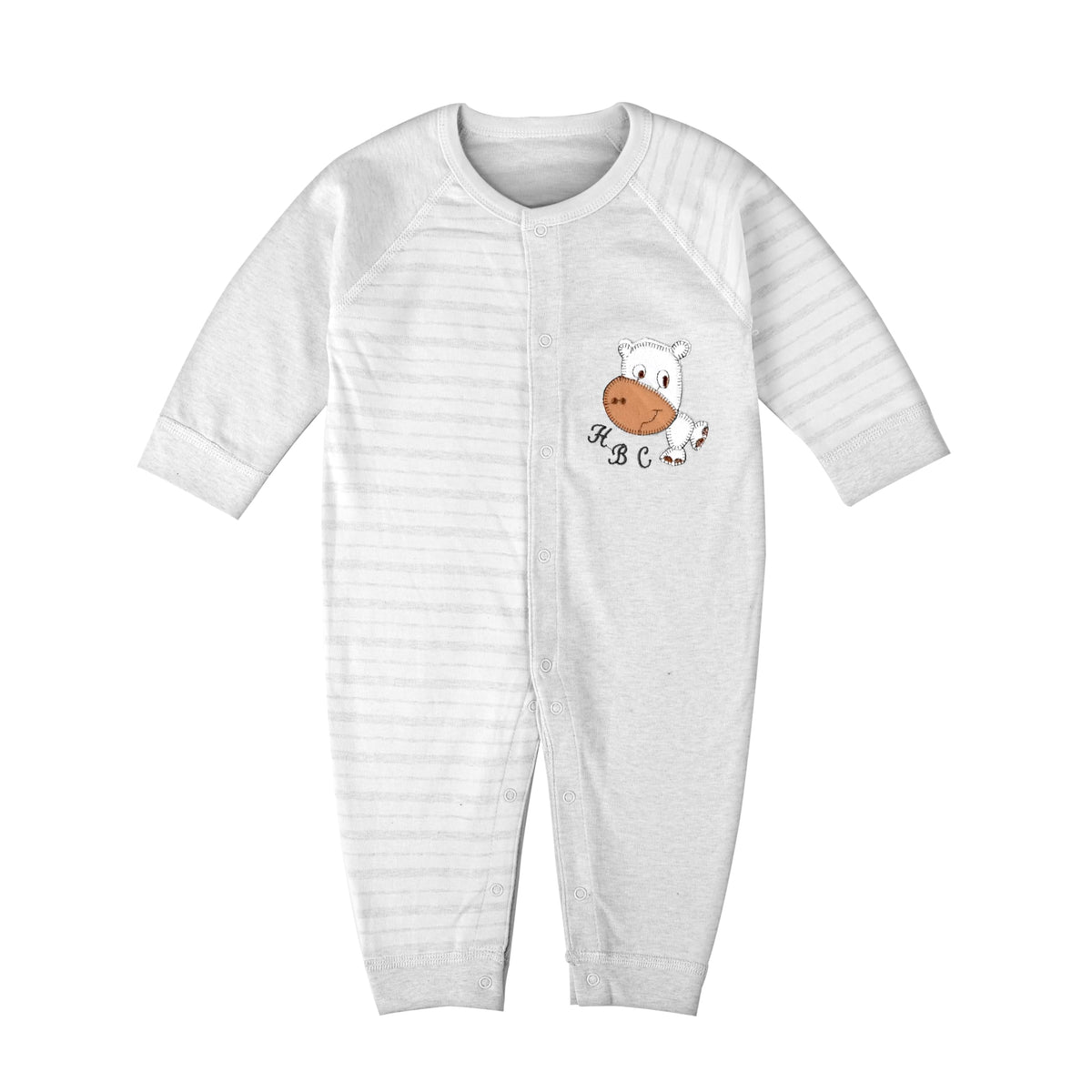 Bold N Elegant Cotton Full Sleeve Footless Stripe Baby Romper Onesie Front Open Bodysuit Jumper for Newborn Baby Boys Girls Kids