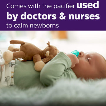 Philips Avent Soothie Snuggle Pacifier Holder With Detachable Pacifier, 0M+, Monkey, Scf347/02