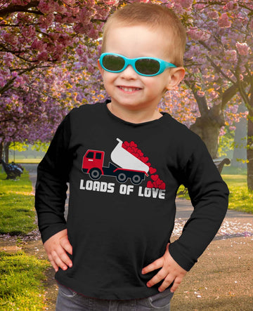 Valentines Day Dump Truck Loads Of Love Toddler Kids Long Sleeve T-Shirt 4T Black