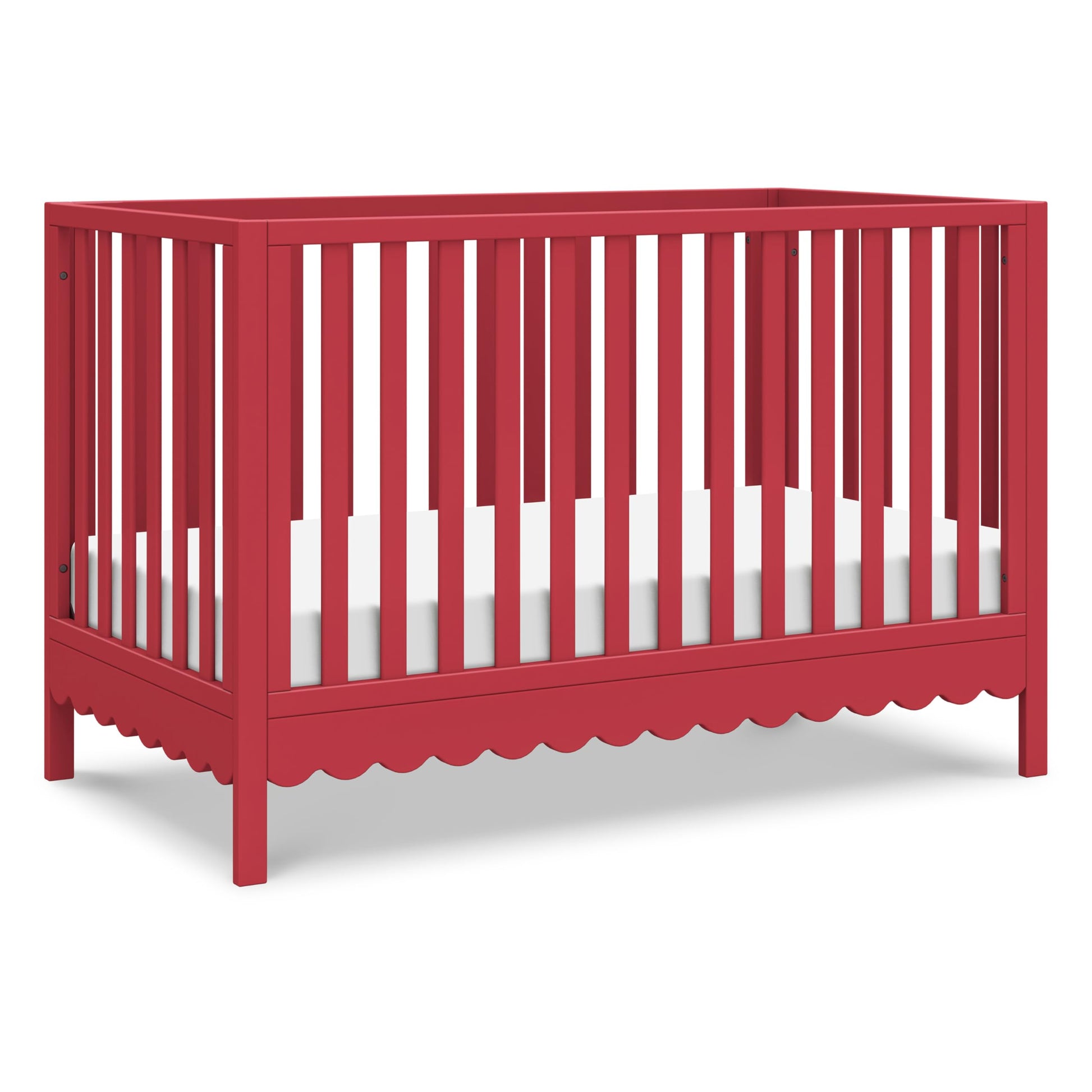 Davinci Sammy Scallop 4-In-1 Convertible Crib In Strawberry Red, Greenguard Gold Certified