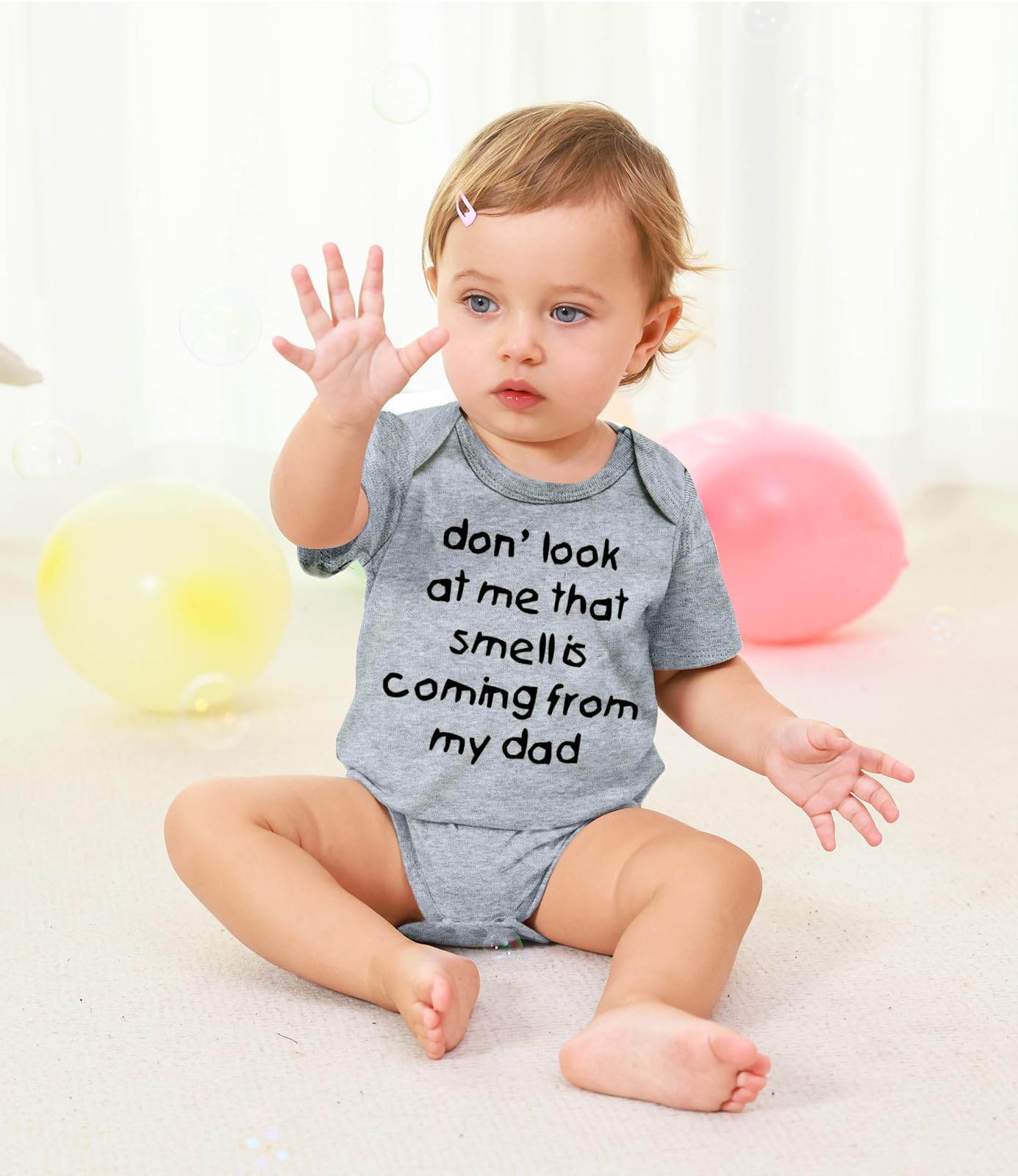 Unicomidea Baby Jumpsuit Newborn Infant One-Piece Cotton Short-Sleeve Bodysuit Cool Letter Of Dont Look At Me That Smell Is Comi