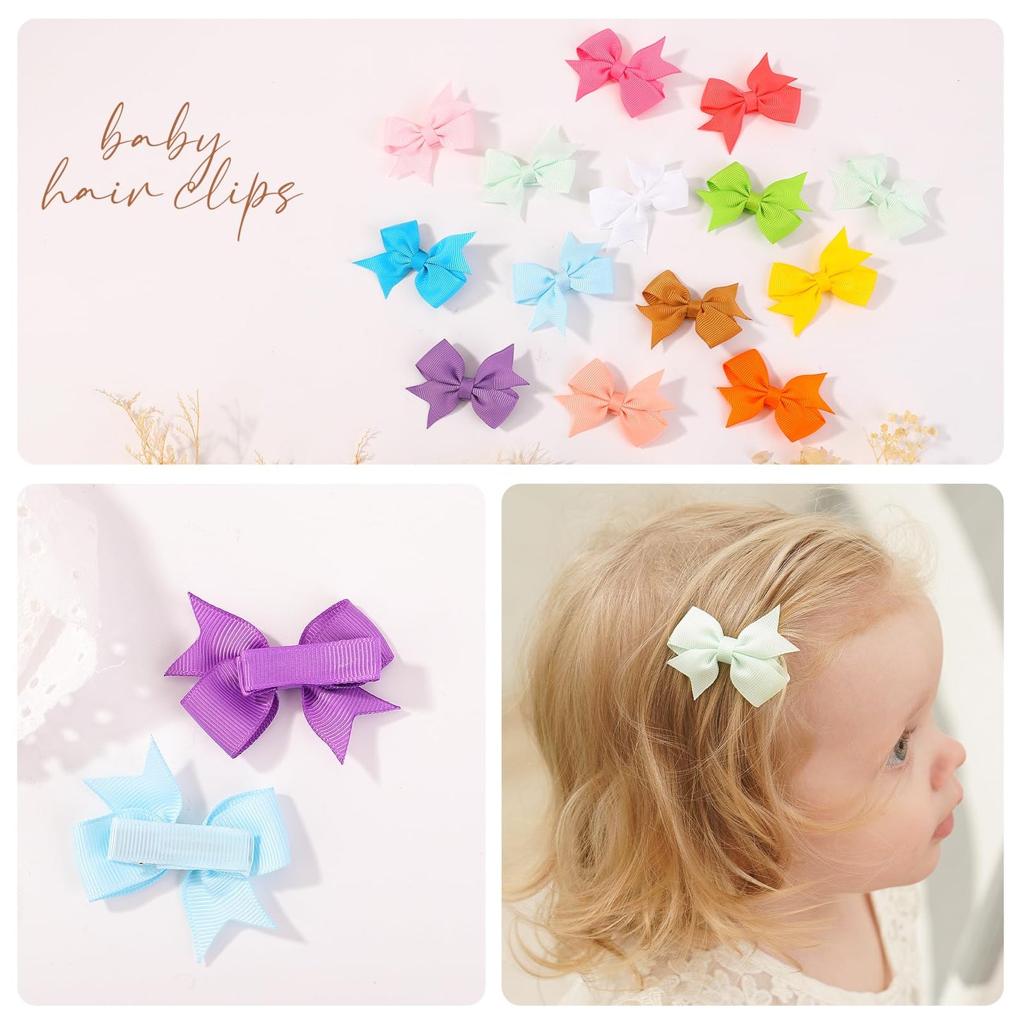 80Pcs 2 Inch Baby Hair Bows Clips For Girls Grosgrain Ribbon Fully Lined Infant Hair Clips Accessories For Baby Girls Newborns T
