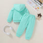 Happy Town Toddler Fall Outfits For Girl Boy Long Sleeve Hoodie Top And Long Sweatpants Set Toddler Sweatsuit (Solid Color-Cyan,