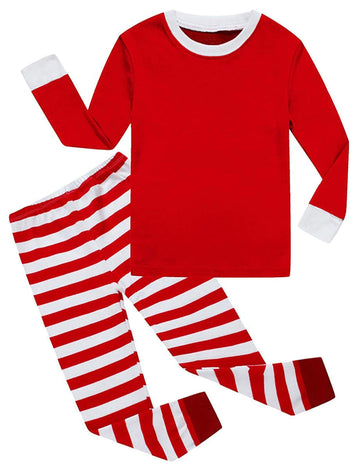 Kikizye Christmas Stripe White Red Baby Boys Long Sleeve Pajamas 100% Cotton Holiday Sleepwears Infant Red Size 18-24 Monthes