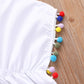 Tiacham Toddler Baby Girls Swimsuit Coverup Beach Dresses Tassels Cover Up Pompom Poncho Rash Guards (White, 2-3T)