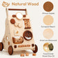 Woodtoe Wooden Baby Walker, Adjustable Speed Push Walker, Montessori Walker for Boys and Girls, Baby Activity Center, Sit to Sta