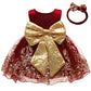 Flower Girls Dresses Wedding Baby Birthday Party Christmas Easter Pageant Event Prom Lace Dress (Burgundy,90)