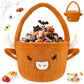 JIZWPOOM Halloween Basket, Highland Cow Pumpkin Plush Bucket,Trick or Treat Basket with Handle, Gift Candy Storage for Kids, Hal