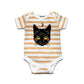 Ruse Dalis Cat Printed Kids Striped Infant Romper Short Sleeves And Bodysuit For New Born Baby Boy/Baby Girl Clothes 100% Cotton