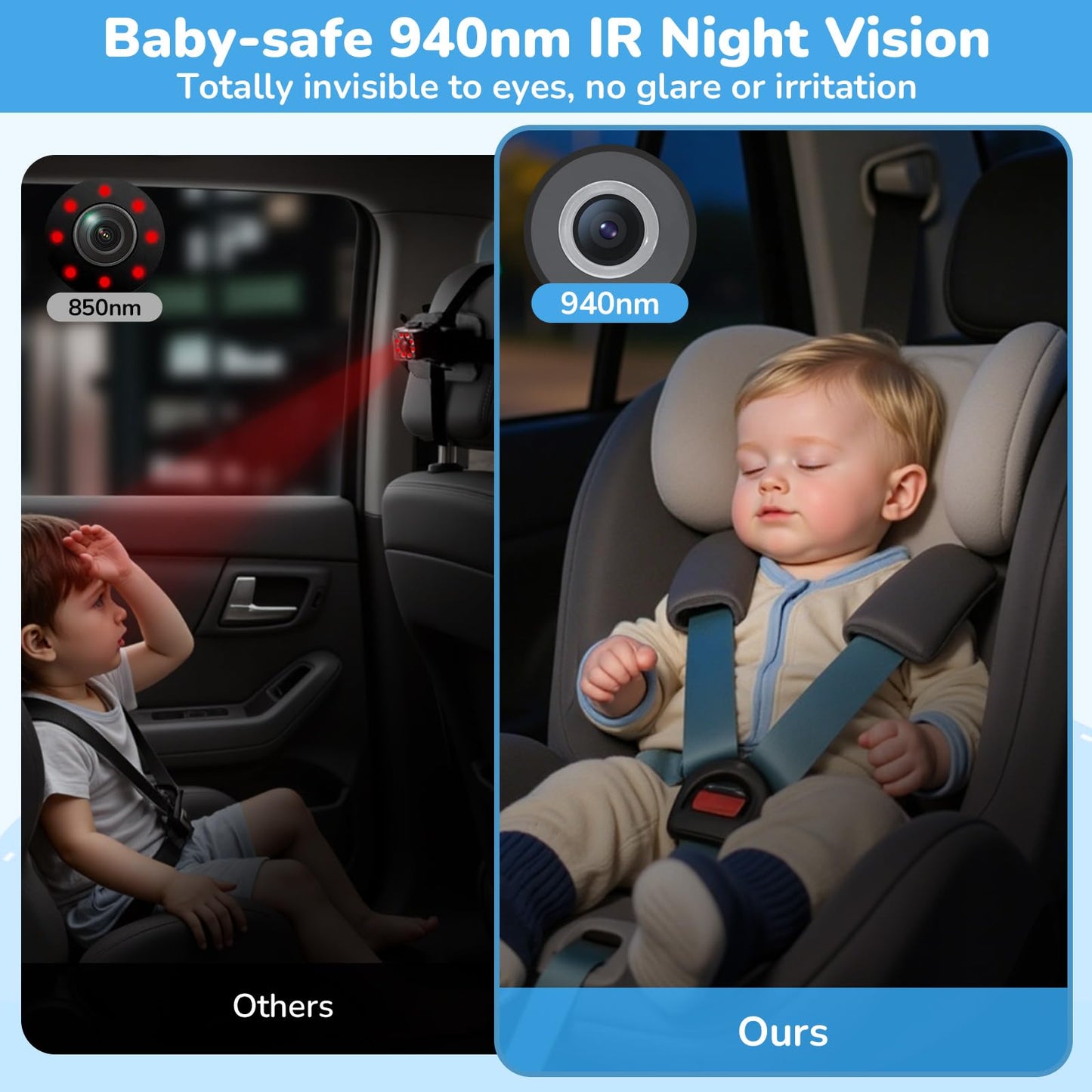 IPOZITO Baby Car Camera with 1080P HD Night Vision Koala Rear Facing Car Seat Camera to Easily Observe Your Babys Move for Kids
