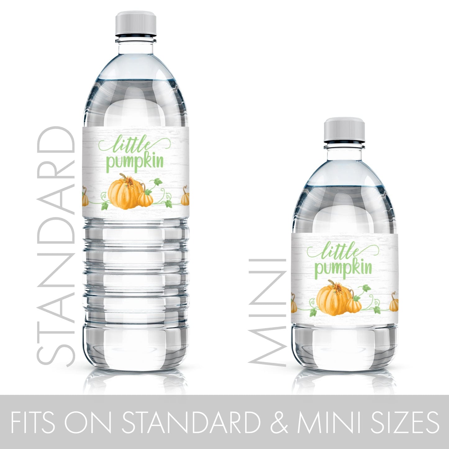 Orange Little Pumpkin Baby Shower Water Bottle Labels - Autumn Waterproof Bottle Wrappers - 24 Count - Fall Unisex Pumpkin Patch