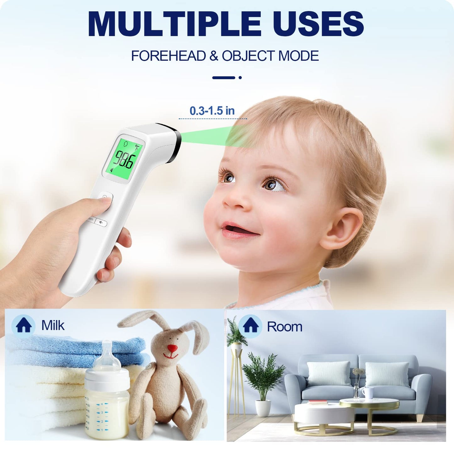 No-Touch Thermometer For Adults And Kids, Accurate Digital Baby Thermometer, Fsa Hsa Eligible, Fever Alarm & Silent Mode, 2 In 1