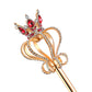 Pensoda Gold Pearl Rhinestone Scepter Festival Wand Pageant Costume Props (Gold-Red)