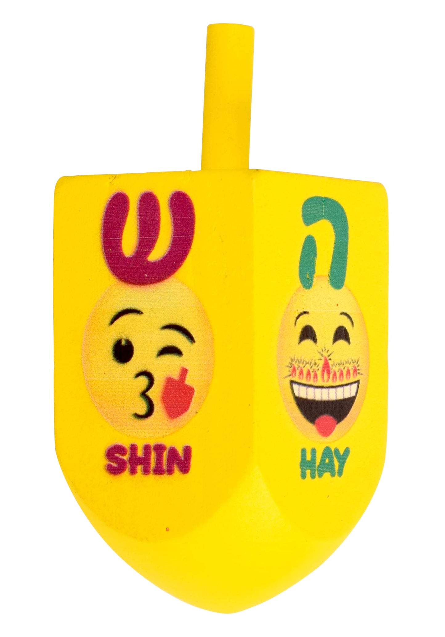Izzy 'N' Dizzy Hanukkah Dreidels - Emoji Printed Wood Dreidel - 2 Pack Large - Chanukah Spinning Draidel Game