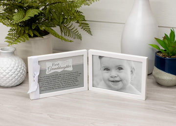 The Grandparent Gift Company- 4 X 6 Double Hinged Table Or Shelf Frame-First Granddaughter    - Baby Reveal Or Baby Shower