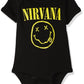 Nirvana unisex baby Nirvana Smiley Onesie, Black, 6 Months and Toddler T Shirt Set, Black, 12 US