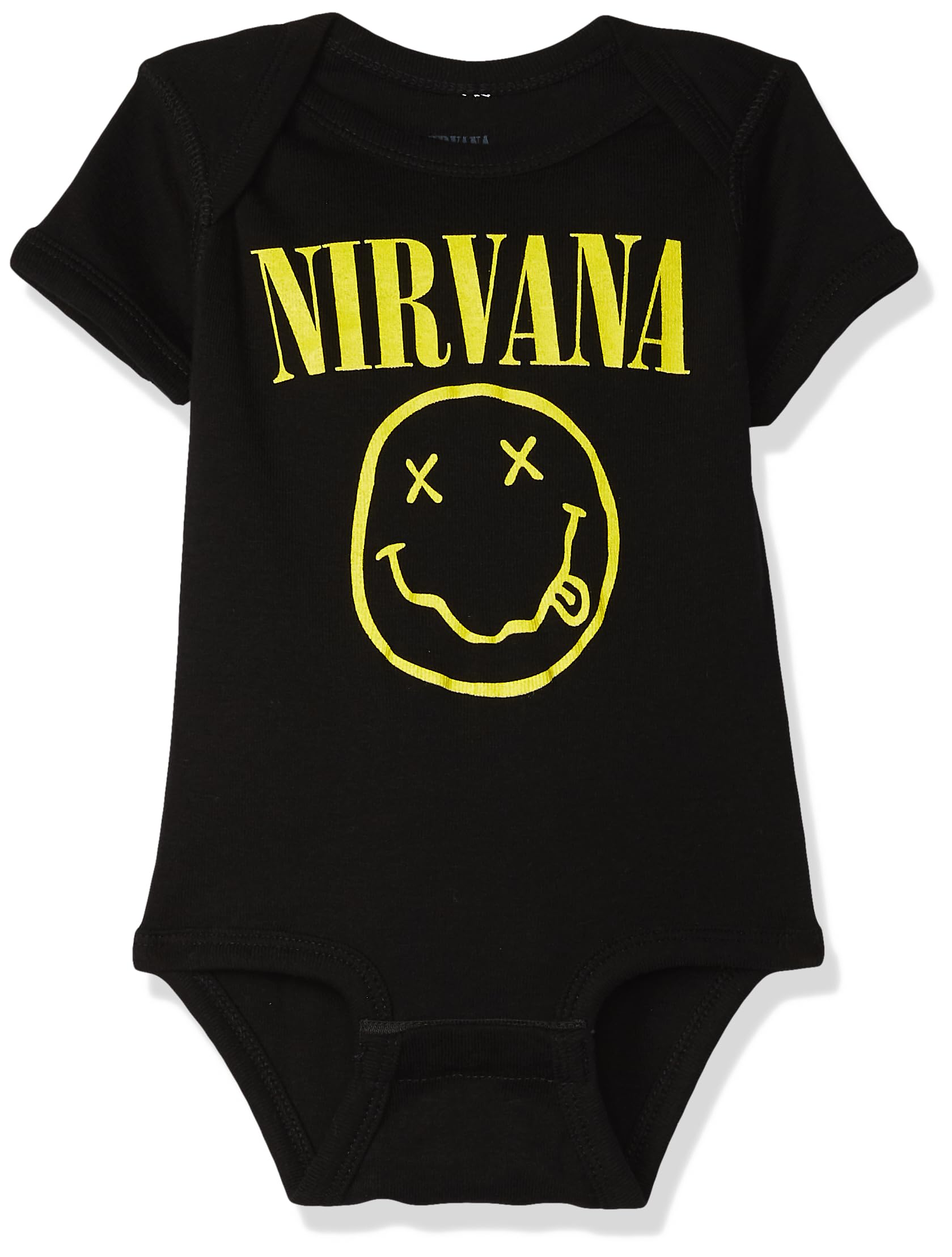 Nirvana unisex baby Nirvana Smiley Onesie, Black, 6 Months and Toddler T Shirt Set, Black, 12 US