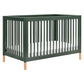 Babyletto Gelato 4-in-1 Convertible Crib with Toddler Bed Conversion in Forest Green with Vegan Blonde Leather Feet, Greenguard 