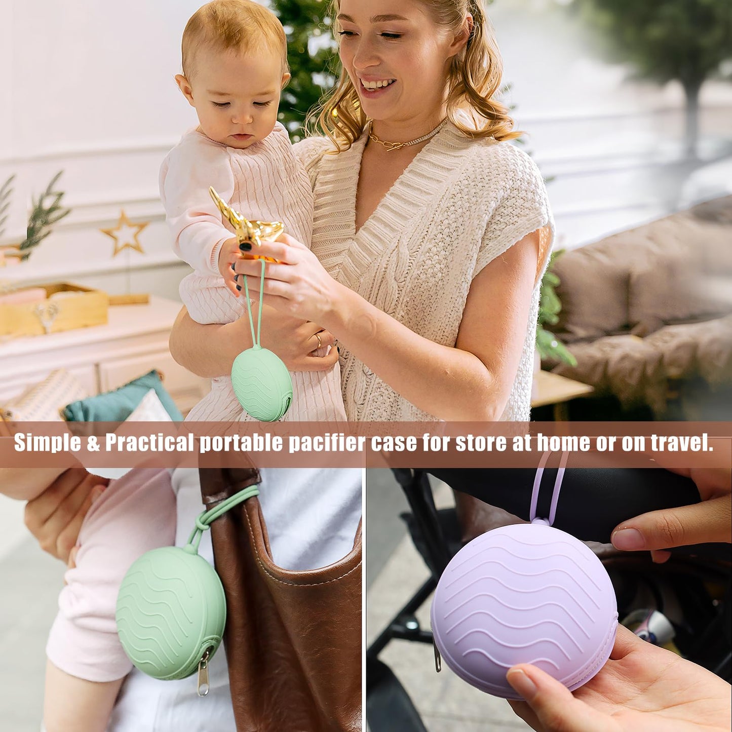 3 Pack Silicone Pacifier Holder Case, Bpa-Free Pacifier Cover Pouch For Baby, Portable Pacifier Storage Container For Diaper Bag
