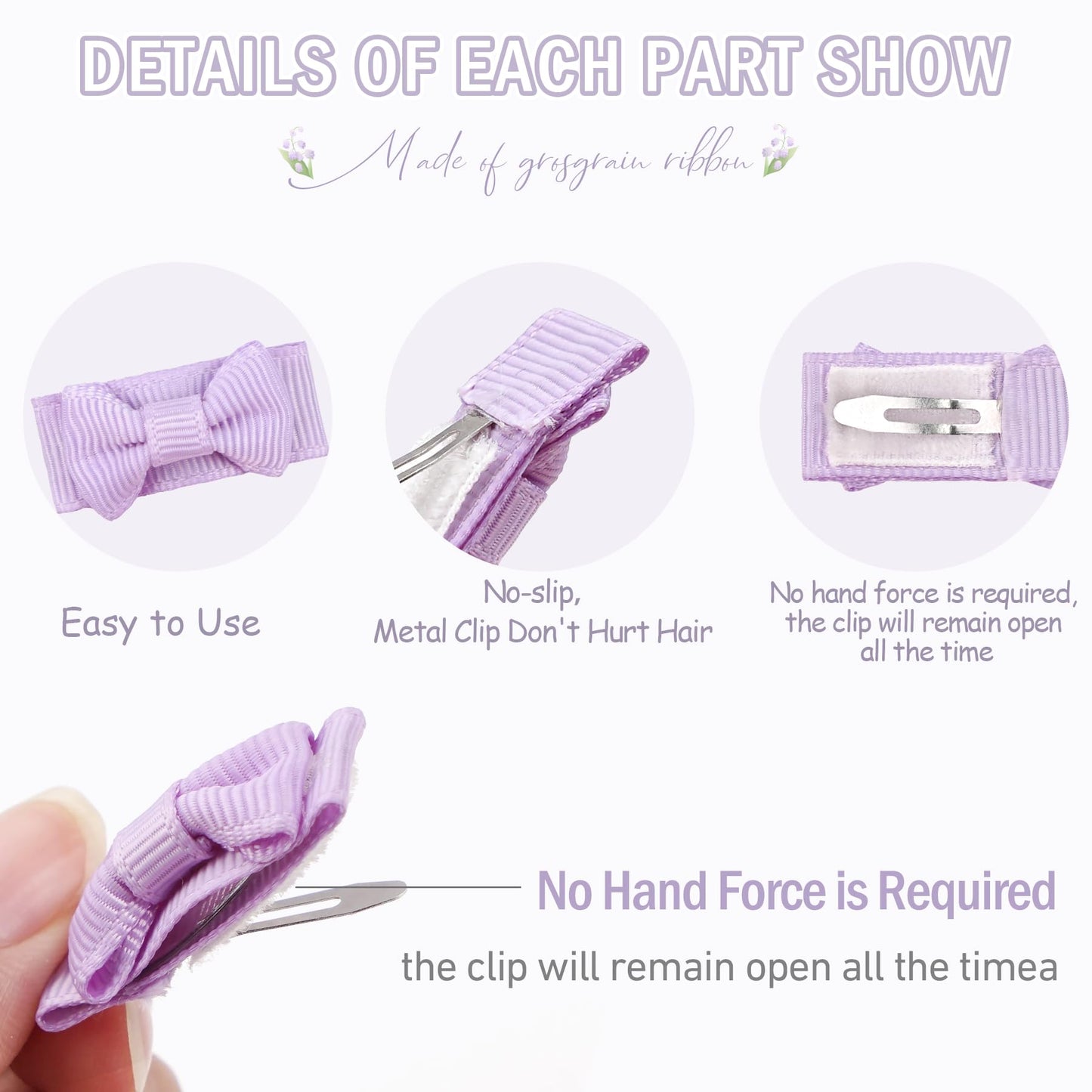 C  Llot 90 Pcs Mini Grosgrain Ribbon Bows - Snap Clips For Baby Toddlers Infants' Fine Thin Hair