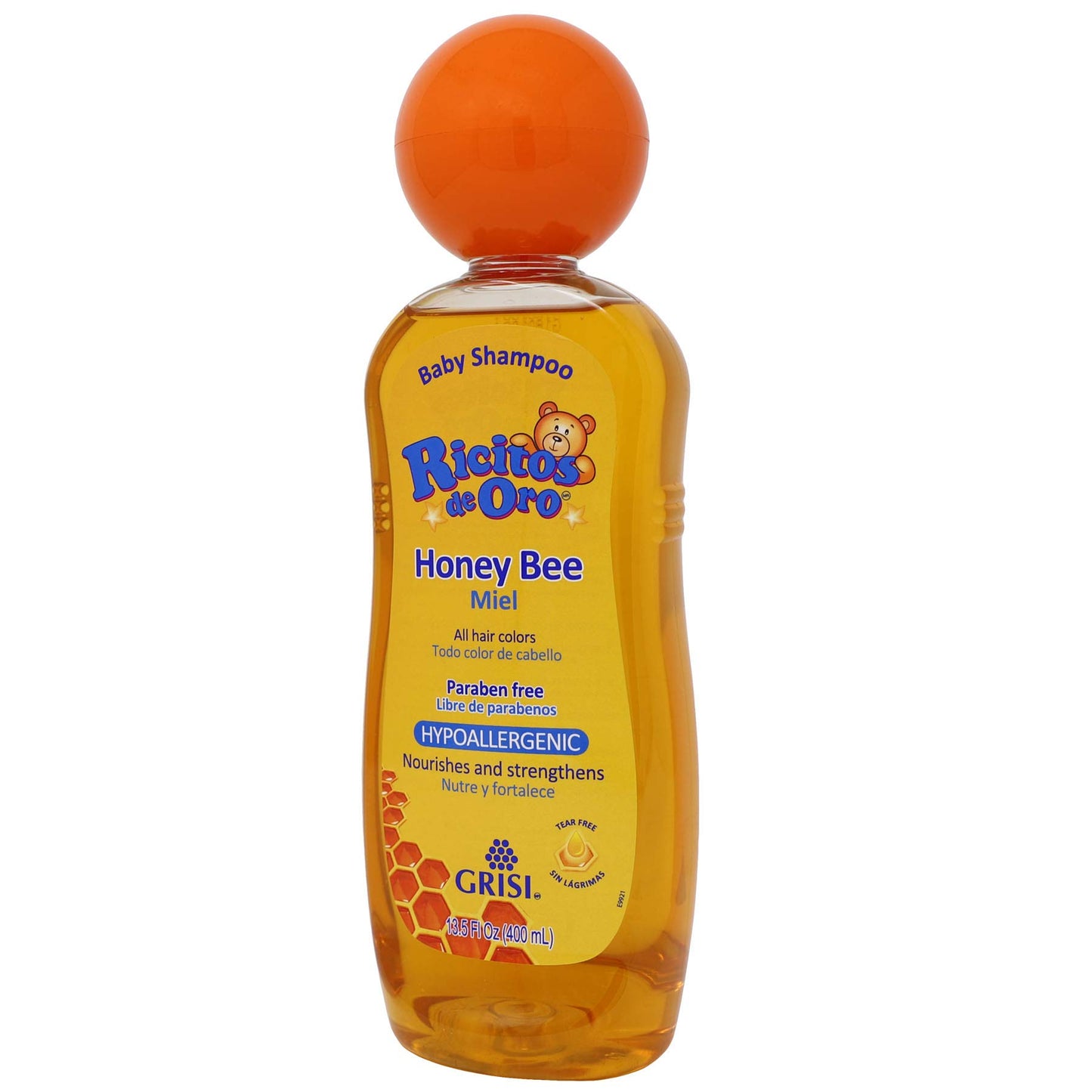 Ricitos De Oro Honey Bee Shampoo Baby Cleansing Shampoo Rattle Cap Parabenfree Product For Babys Delicate Hair Hypoallergenic 3-