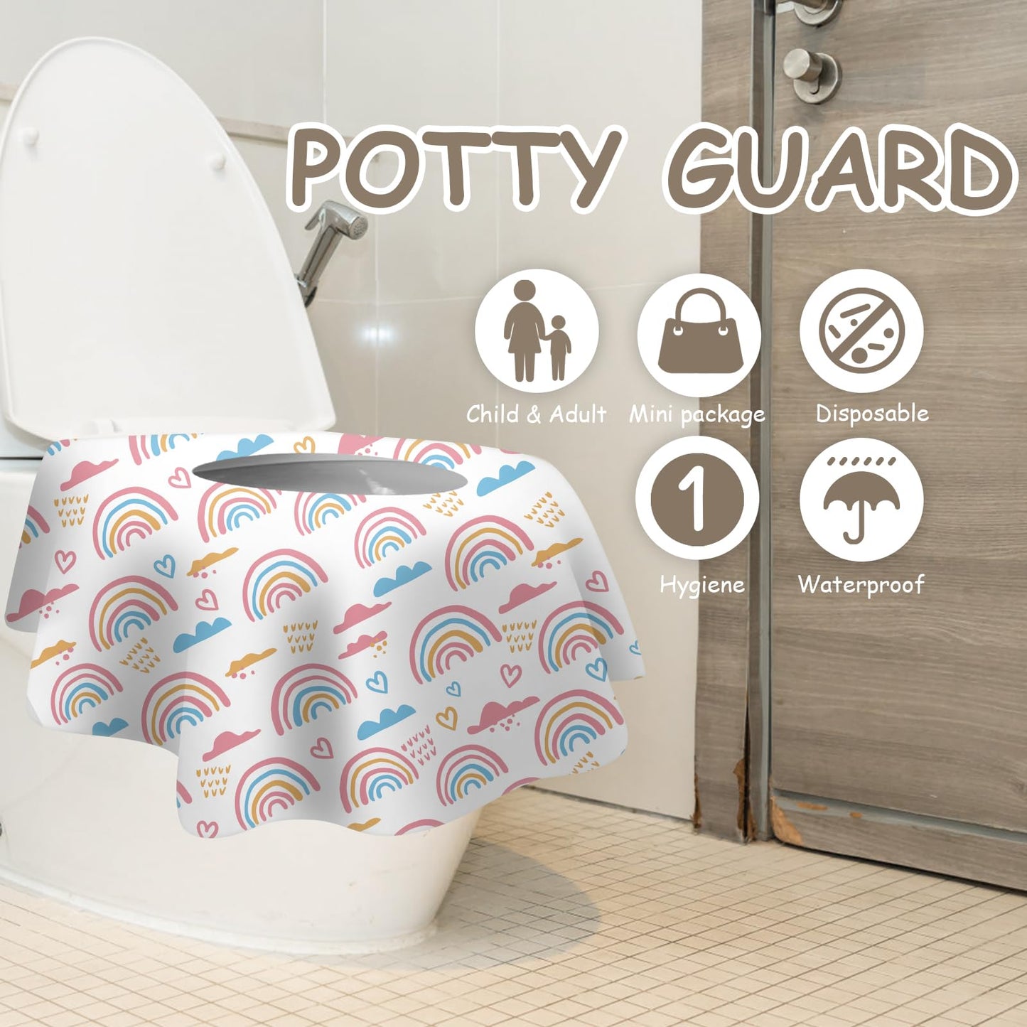 Deeki 40 Pack Xl Toilet Seat Covers Disposable, Safe No-Slip Waterproof Covers For Kids Toddlers Use In Potty Training Public Re