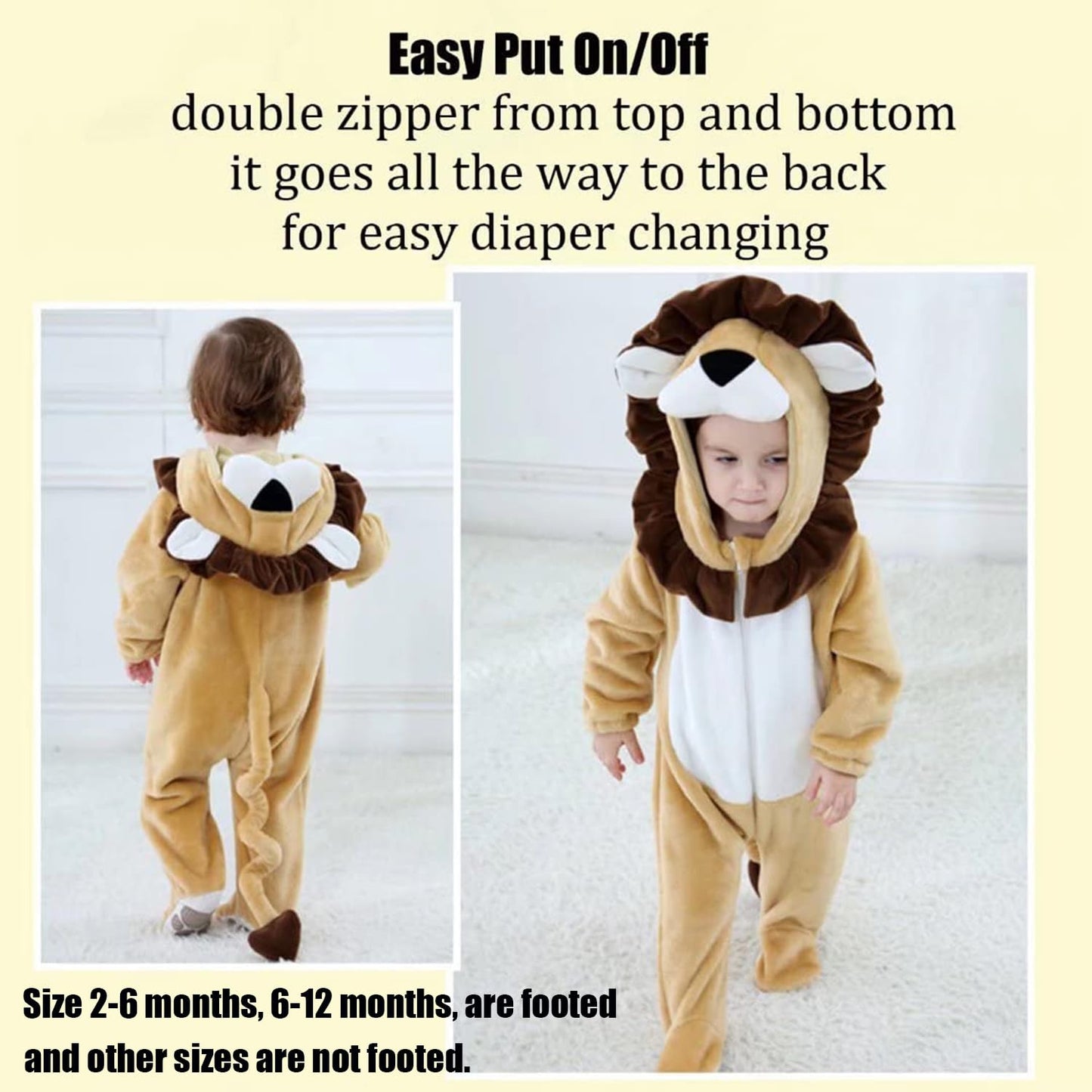 Baby Lion Costumes Unisex Toddler Outfit Halloween Dress Up Romper 6-12 Months