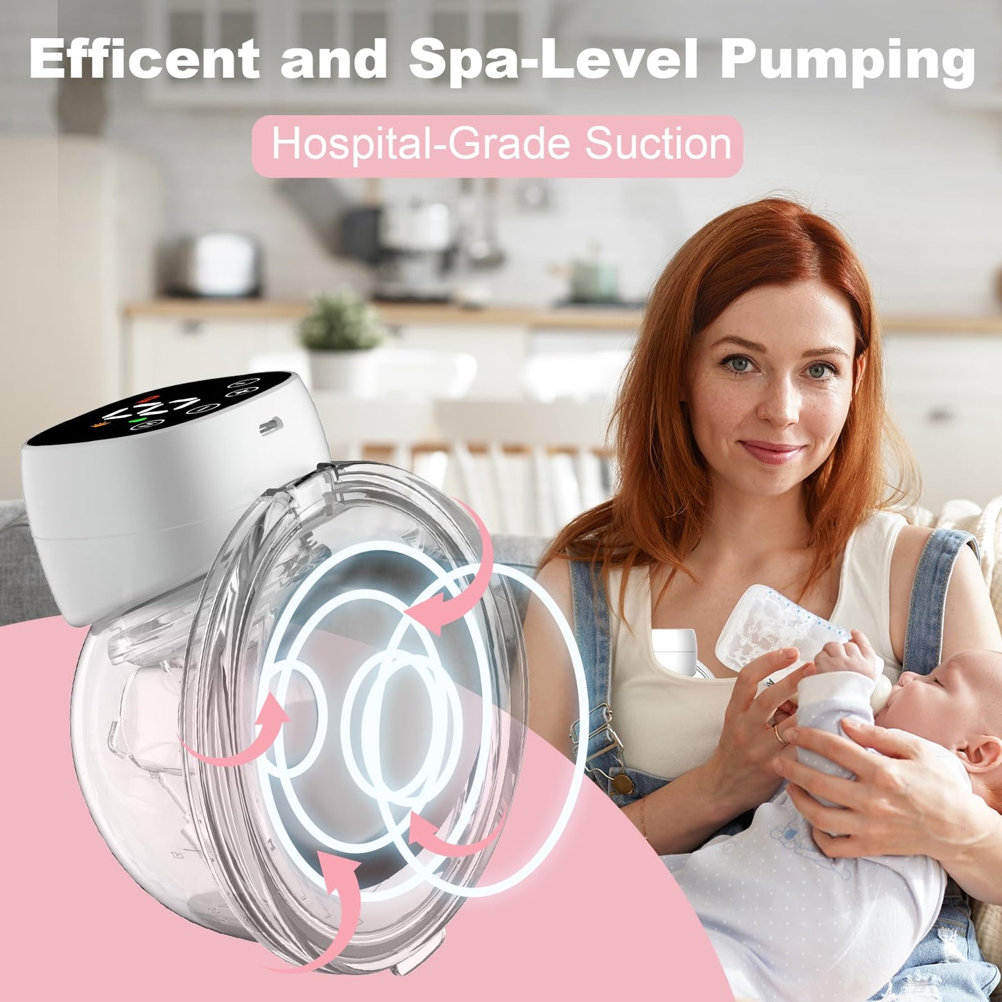 Nonlet Hands Free Breast Pump, Wearable Breastfeeding Pump 3 Modes & 9 Levels, Low Noise Electric Portable Breast Pumps With Led