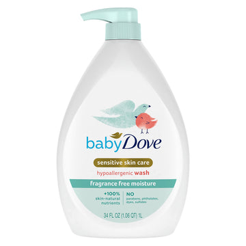 Baby Dove Sensitive Skin Care Baby Wash Fragrance Free Moisture For Baby Bath Time Fragrance Free And Hypoallergenic, Washes Awa